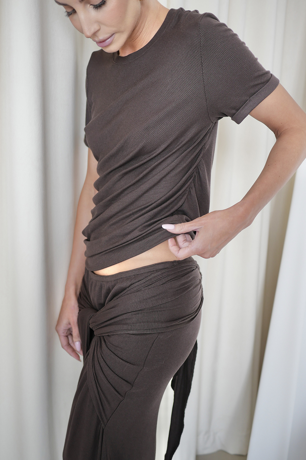 brązowy komplet damski styl 2026