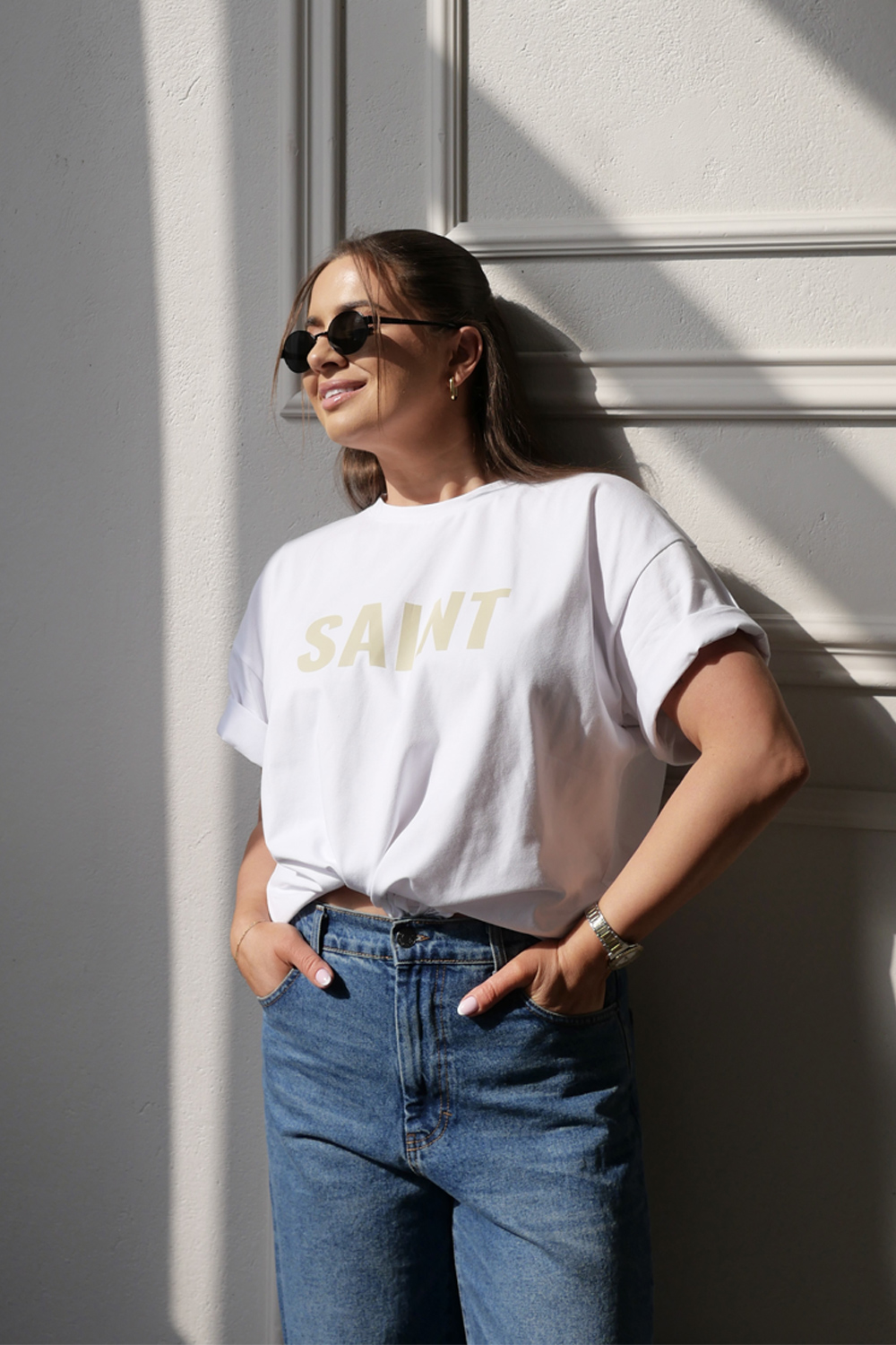 T-shirt Over Saint whitelime