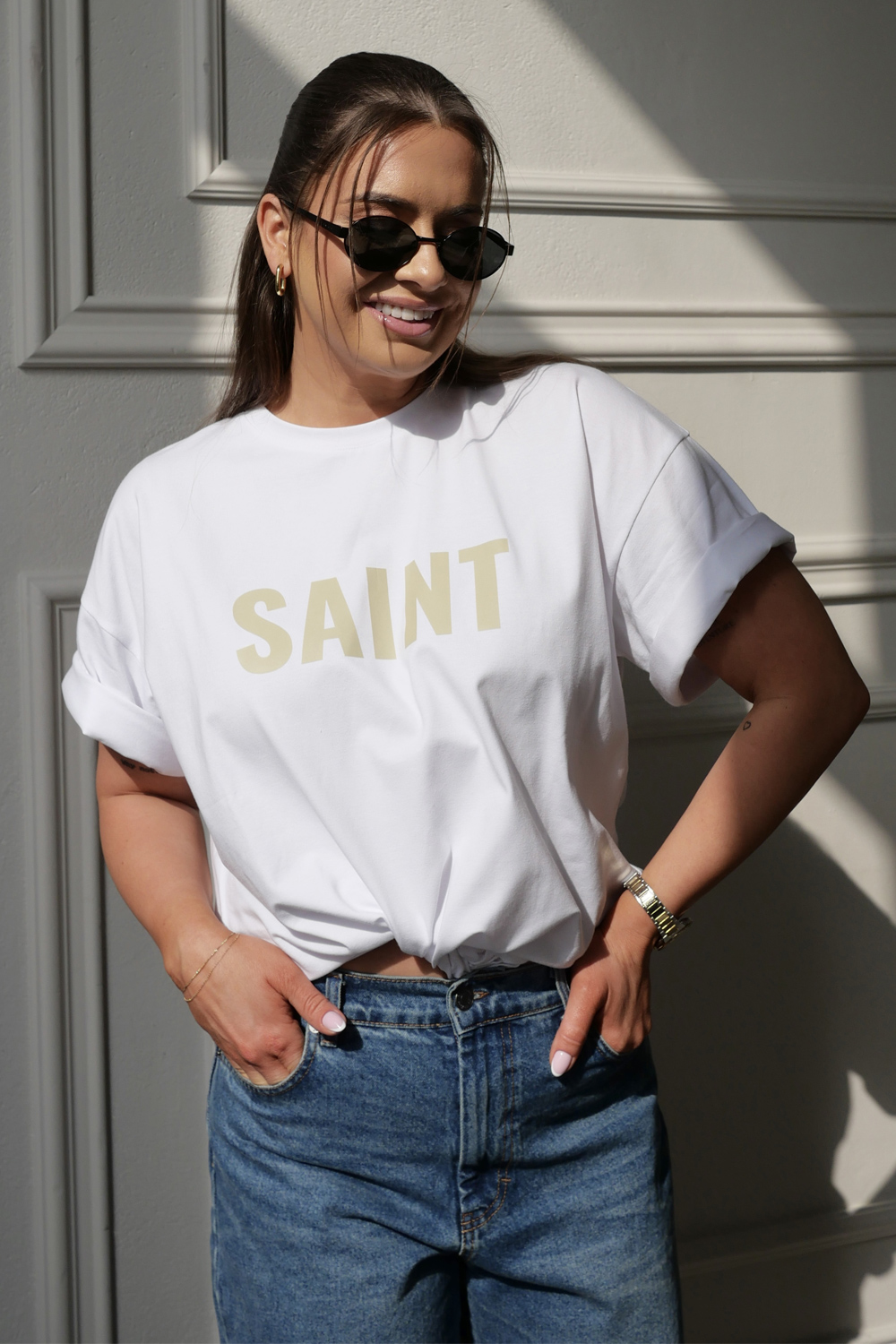 T-shirt Over Saint whitelime