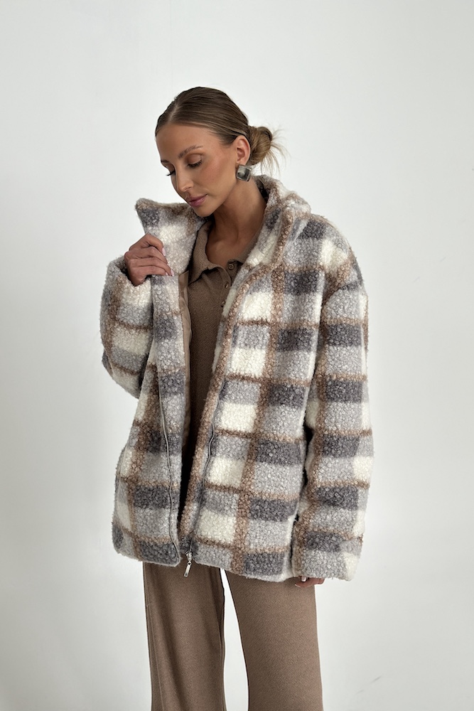 Kurtka Mindy Grey Beige - jesienne outfity