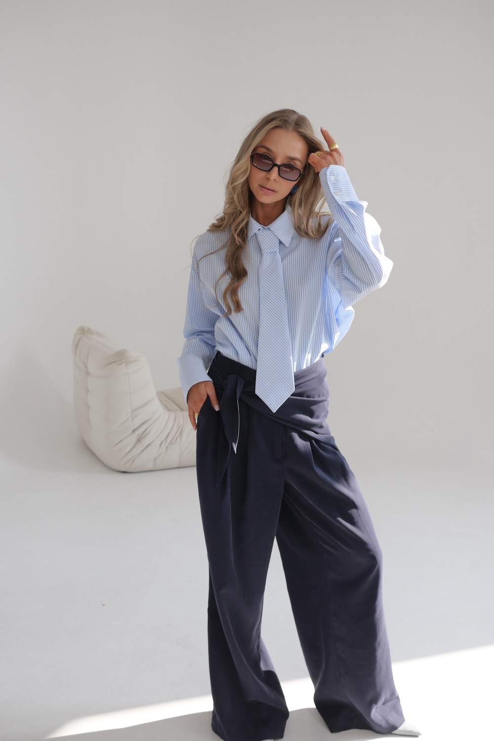 Koszula Kate Blue - outfit do biura jesień