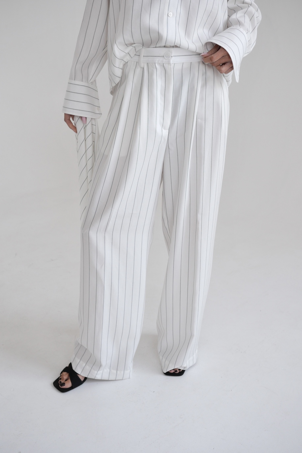 elegancki komplet w paski
