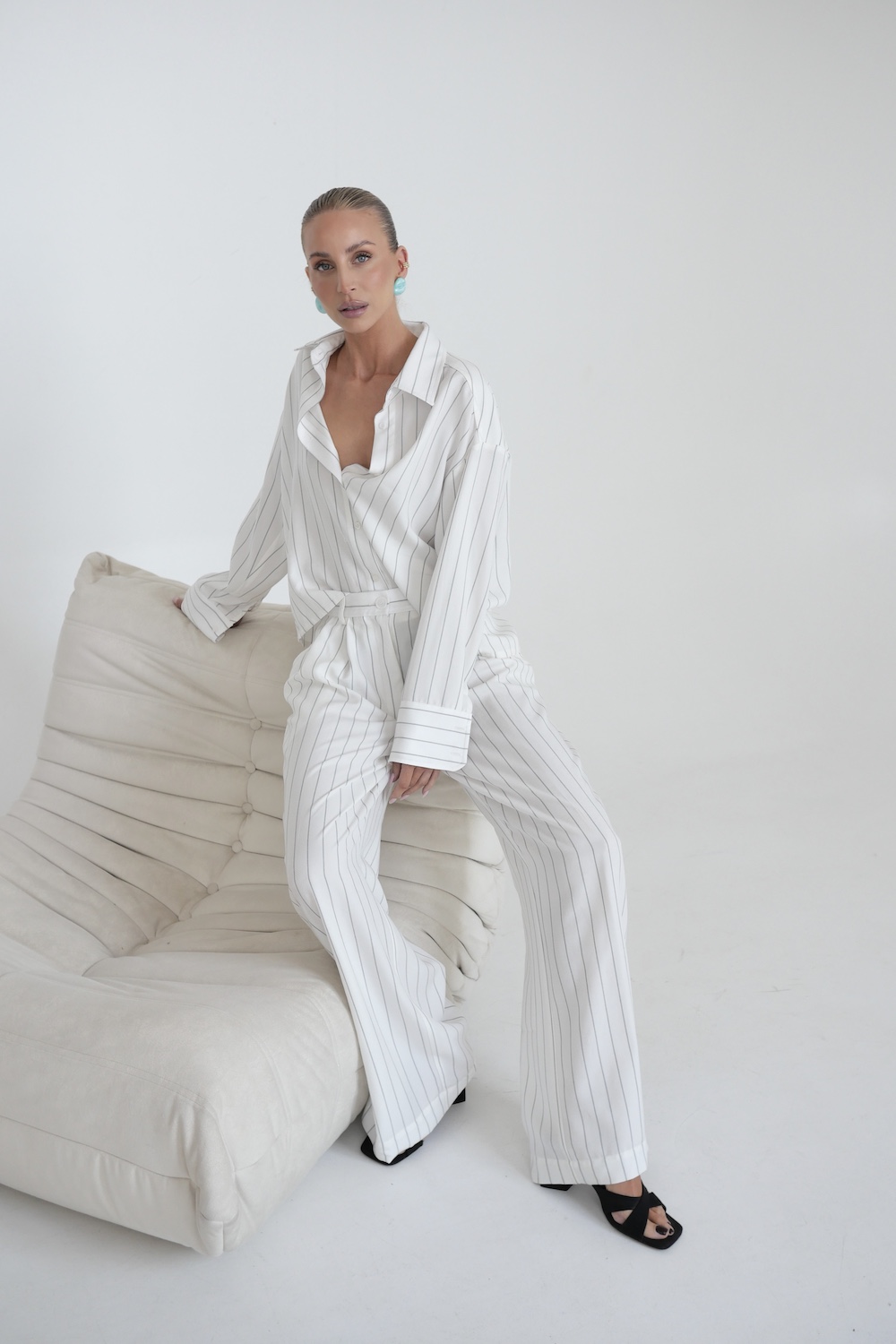 set Rigo white black stripes