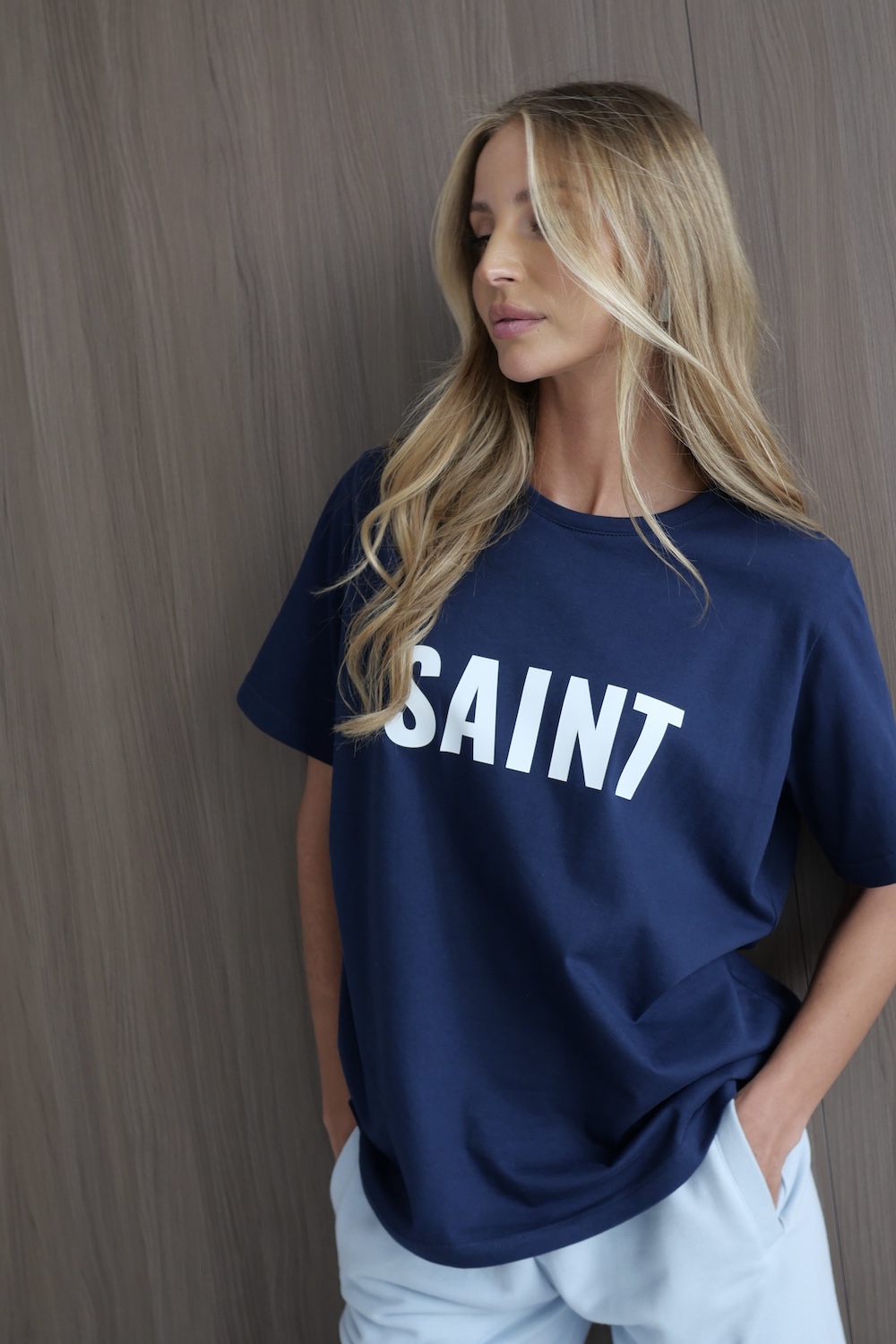 granatowy t shirt damski